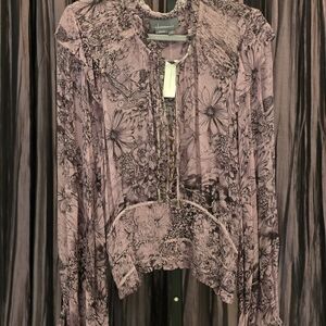 NWT Anthropologie.  Sz. M. Sheer purple & black top.